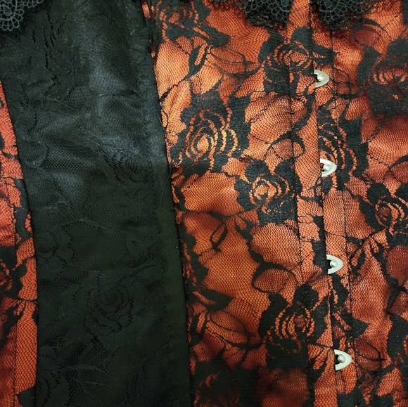 Corsettery steel bonded lace red and black corset - Picture 6 of 10